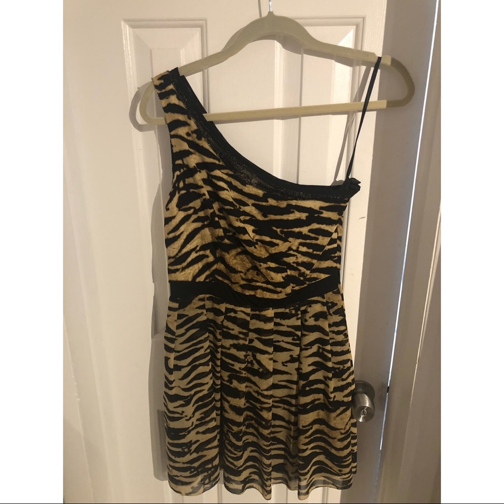 Cheetah print dress/ one shoulder dress